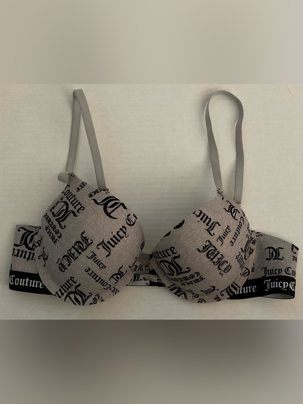 Juicy Couture Gray Logo Print Push-Up Women’s Bra 34C